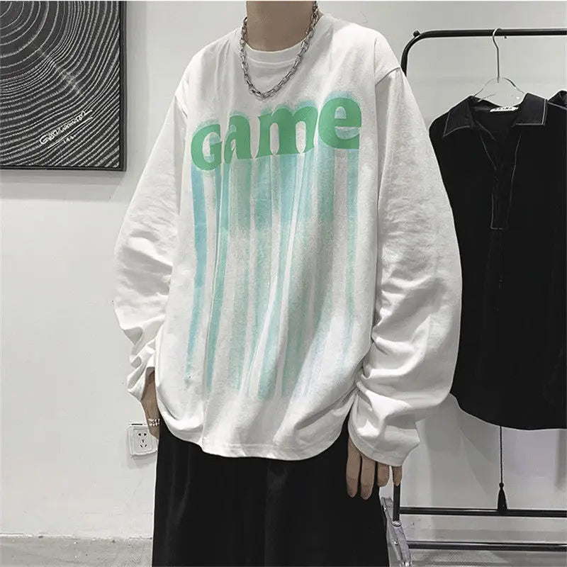 Tops Baggy T Shirts for Men White Male Clothes Printed It Winter High - Jeetskee