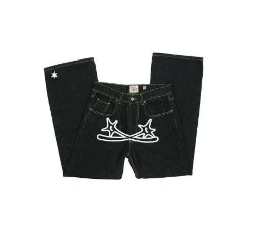 Y2k Men Retro Harajuku Clothing 2023 New Baggy Casual Wide Leg Jeans - Jeetskee