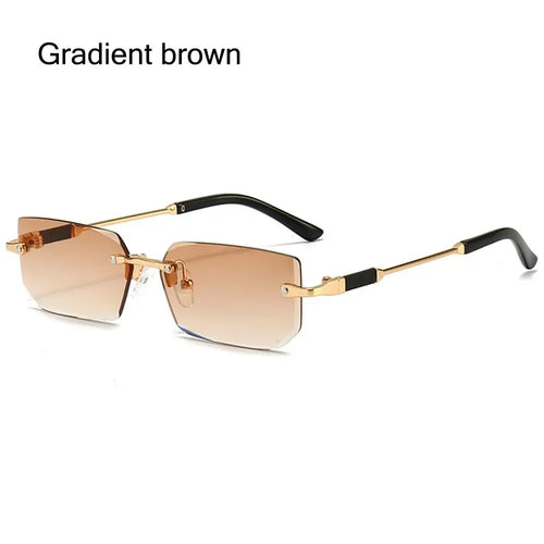 UV400 Rimless Rectangle Sunglasses Fashion Y2K Frameless Sun Glasses - Jeetskee