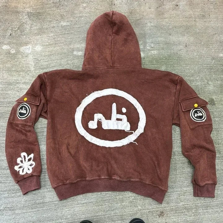 Y2K Zip Up Hoodie Men Women Harajuku Hip Hop New Fashion Patch - Jeetskee