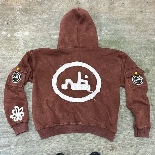 Y2K Zip Up Hoodie Men Women Harajuku Hip Hop New Fashion Patch - Jeetskee