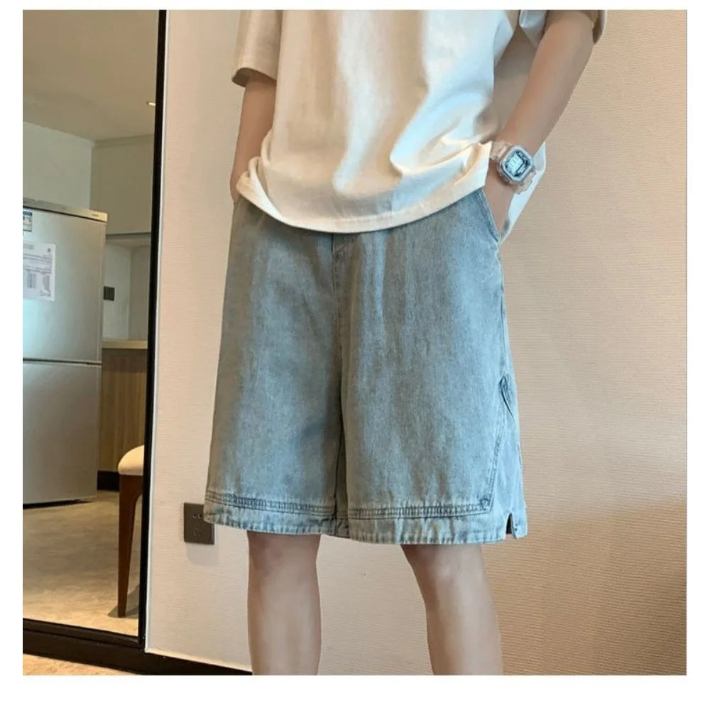 Summer Men's Fashion Pocket Baggy Jeans Shorts Loose Straight Capris - Jeetskee