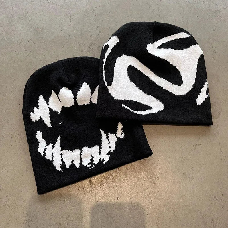 Women Hat Knitting Beanies Goth Tooth Caps Men Y2k Streetwear Winter - Jeetskee