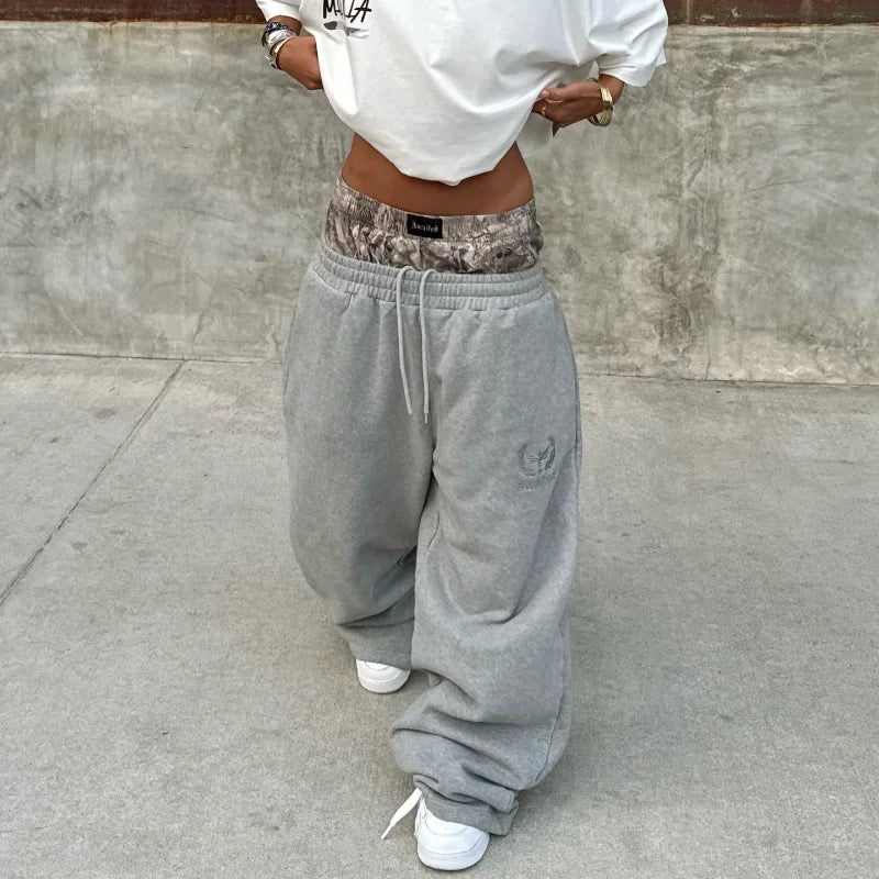 Y2K Trend Sweatpants Camouflage Embroidered Pattern Streetwear Men - Jeetskee