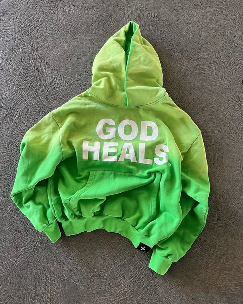 Oversized Street Vintage Streetwear God heals Painting Printed Hoodies - Jeetskee