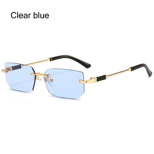 UV400 Rimless Rectangle Sunglasses Fashion Y2K Frameless Sun Glasses - Jeetskee