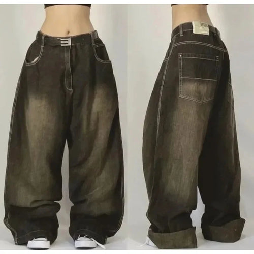 2024 New American Harajuku Retro Straight High Waist Y2K Street Style - Jeetskee