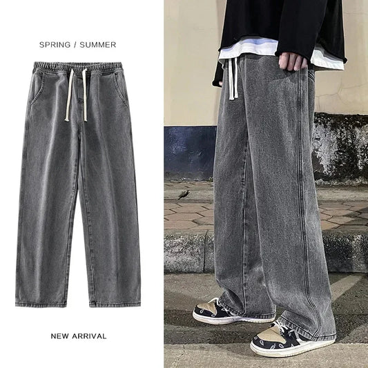 Autumn Korean Fashion Drawstring Y2K Jeans Homme Classic Baggy - Jeetskee