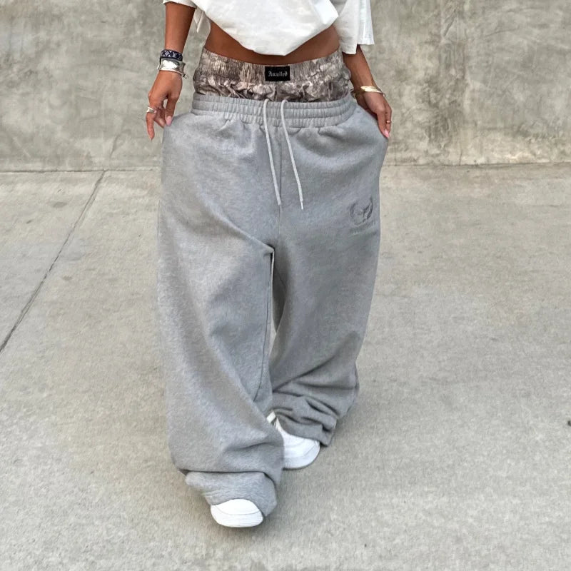 Y2K Trend Sweatpants Camouflage Embroidered Pattern Streetwear Men - Jeetskee