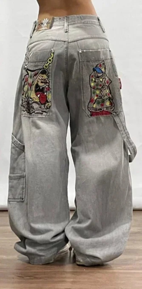 2024 New American Harajuku Retro Straight High Waist Y2K Street Style - Jeetskee