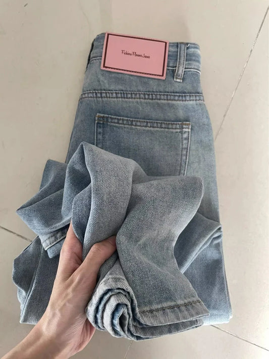 Women Wide Leg Baggy Jeans Lady Vintage Y2K Punk Low Rise Waist Loose - Jeetskee