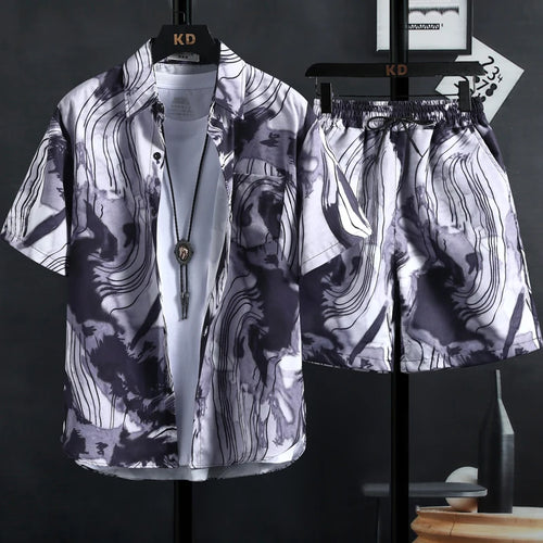 【M-3XL】New men's printed shirt sets, high quality fashion trend - Jeetskee