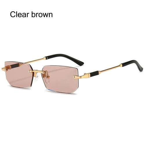 UV400 Rimless Rectangle Sunglasses Fashion Y2K Frameless Sun Glasses - Jeetskee