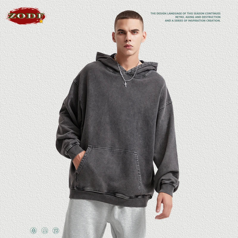 ZODF 2023 Autumn Winter Men 420gsm Hoodies Streetwears High Street - Jeetskee