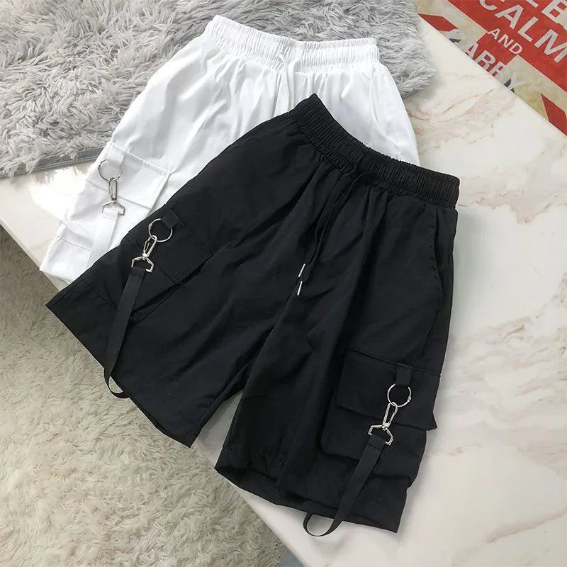 Lucyever Black White Summer Cargo Shorts Women Harajuku Streetwear - Jeetskee