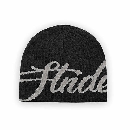 Men Beanie Kpop Letter Hat Y2k Black Knit Hip Hop Streetwear Wool - Jeetskee