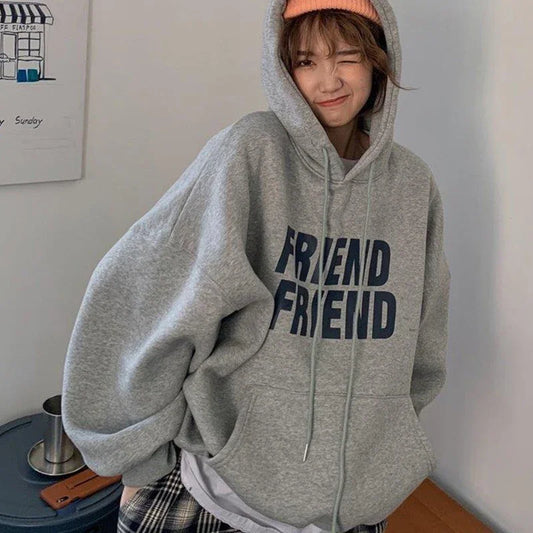 Letter Printed Hooded Sweatshirts Women Harajuku Long Sleeve Oversized - Jeetskee