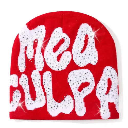 2023 NEW Y2K MEA Culpa Beanies Hat with Rhinestone for Women Men - Jeetskee