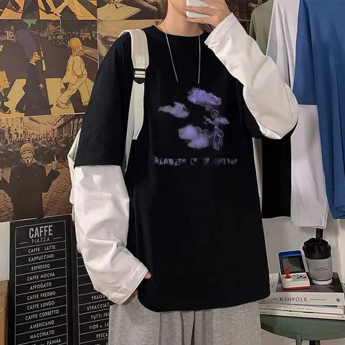 T Shirt for Men Men Long Sleeve T-shirt Unisex Print Hip-pop High - Jeetskee