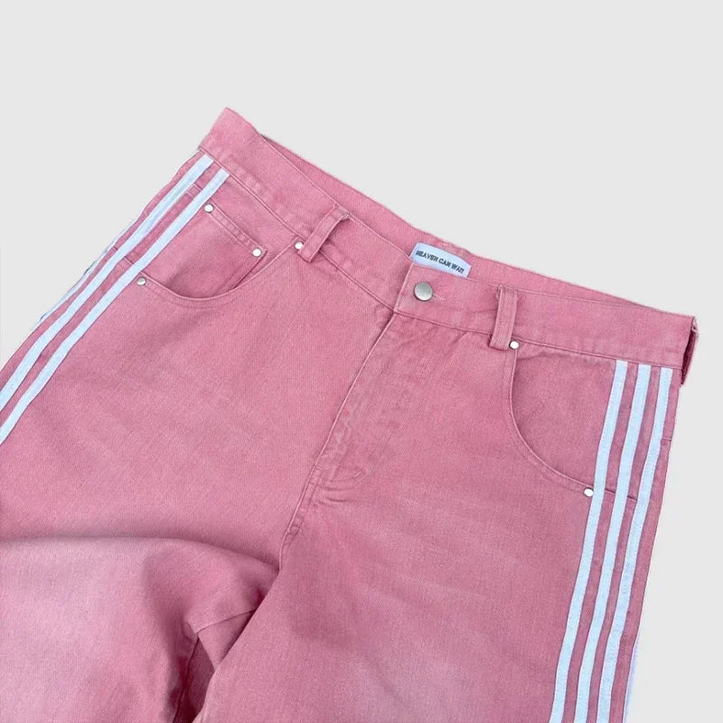 Y2K Baggy Jeans Harajuku vintage Striped Embroidered high quality - Jeetskee