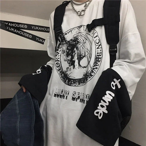 T Shirt for Men Men Long Sleeve T-shirt Unisex Print Hip-pop High - Jeetskee