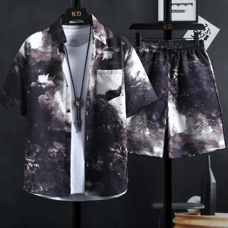 【M-3XL】New men's printed shirt sets, high quality fashion trend - Jeetskee