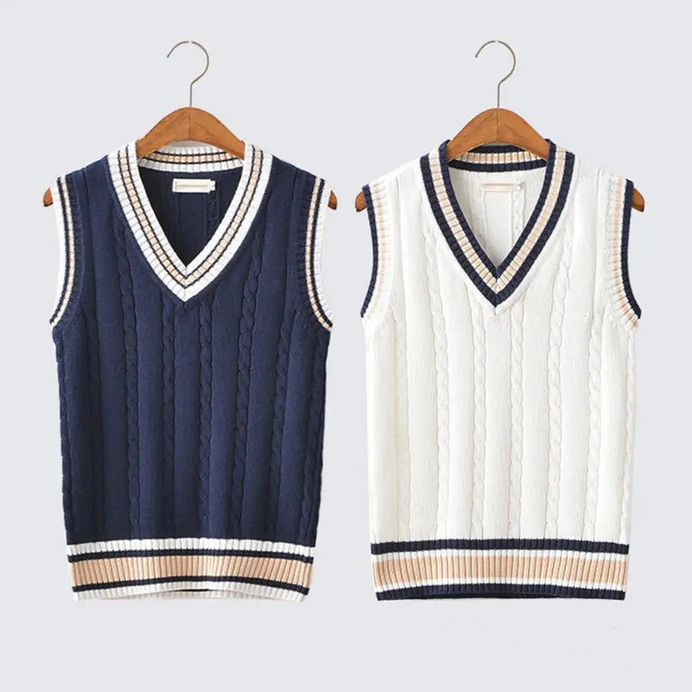 Sweater Vest Men Thicken V-neck Sleeveless Knitted Sweaters Vests - Jeetskee