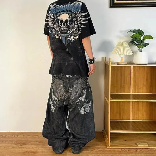 Streetwear PROTECT Jeans Y2K mens Pants Harajuku Hip Hop Letter - Jeetskee