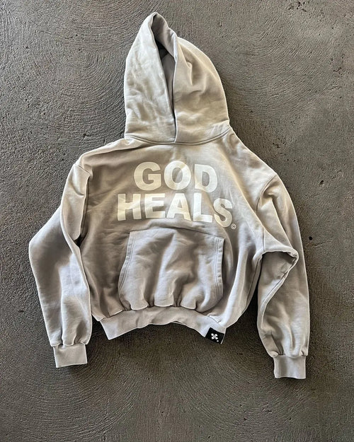 Oversized Street Vintage Streetwear God heals Painting Printed Hoodies - Jeetskee