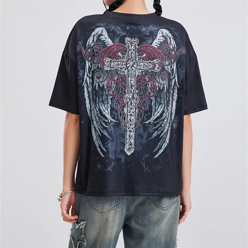 Grunge Graphic Tees Women Y2k Vintage Gothic T Shirt Teen Girls - Jeetskee