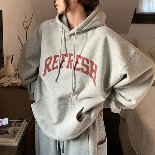 Rimocy Autumn Winter Printed Hoodie Women Korean FashionThicken Hooded - Jeetskee