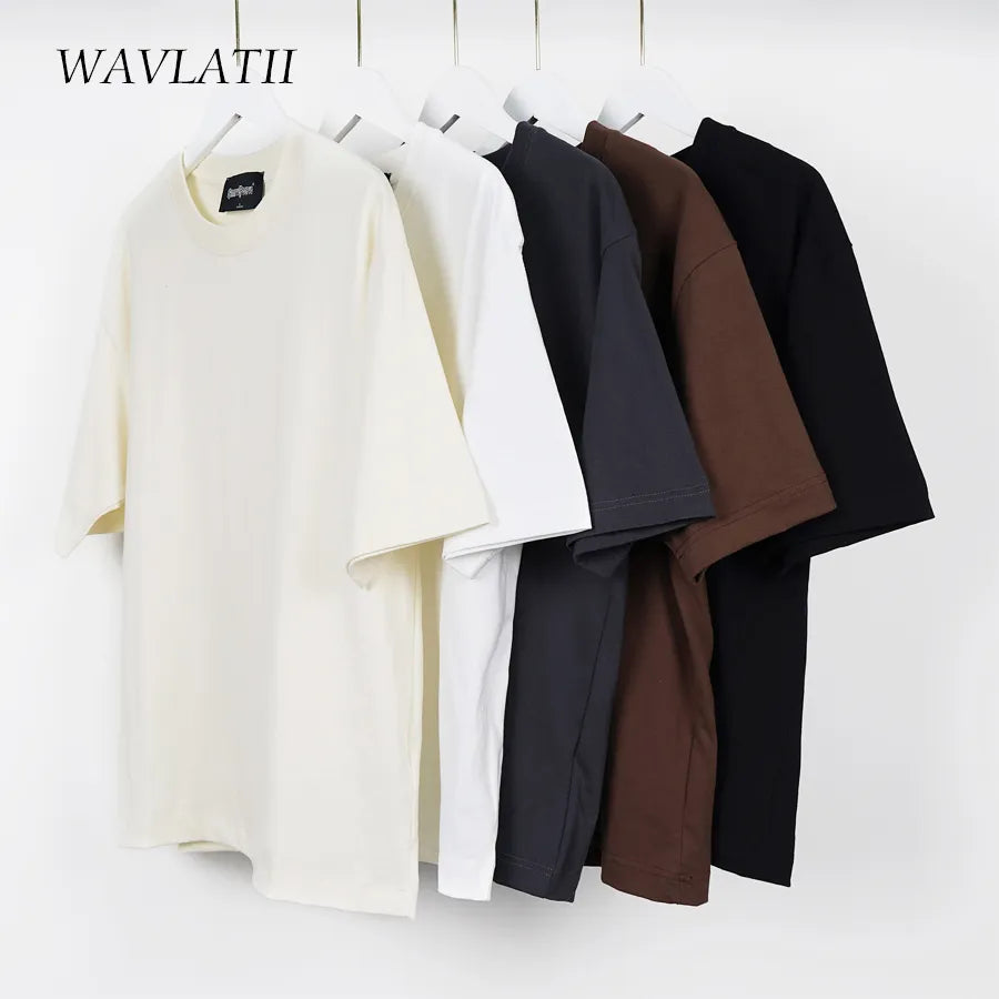 WAVLATII Oversized Summer T shirts for Women Men Brown Casual Female - Jeetskee