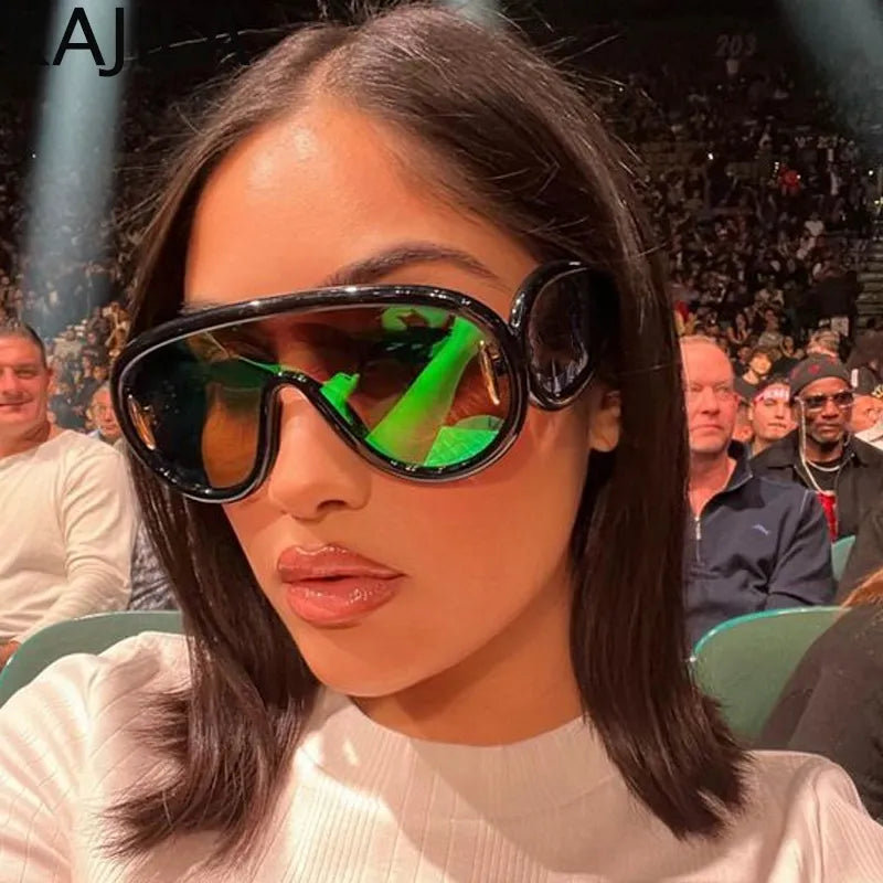 Oversized Y2K Punk One-Piece Sunglasses Women Sports Wave Mask Sun - Jeetskee