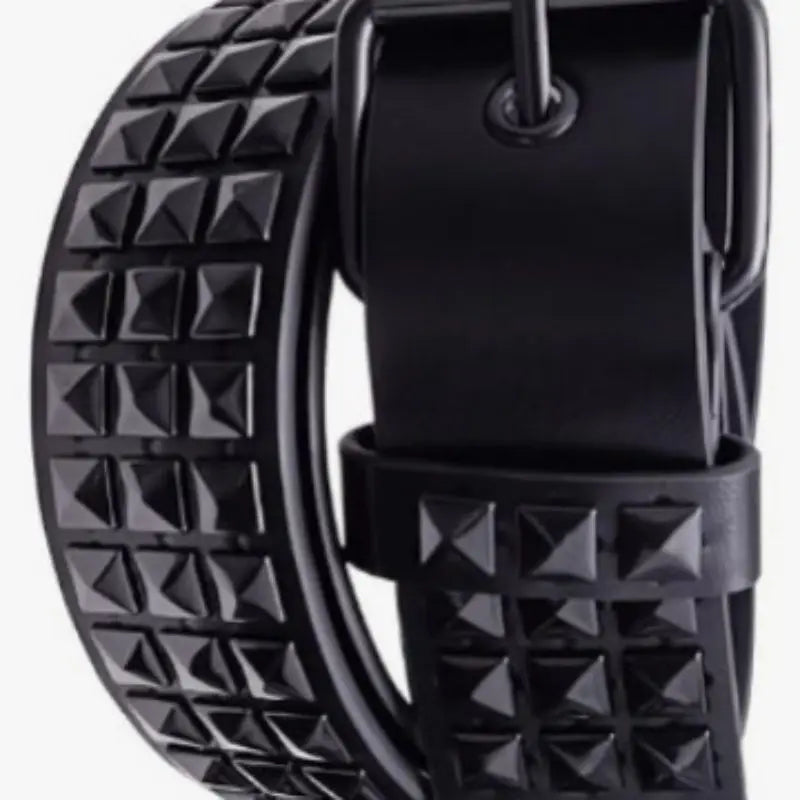 2024 New Square Bead Rivet Belt Metal Pyramid Belt Men and Women Punk - Jeetskee