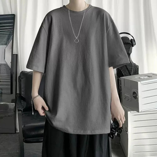 Men's Cotton Oversized T-shirt Loose Tops Tshirts For Clothing - Jeetskee