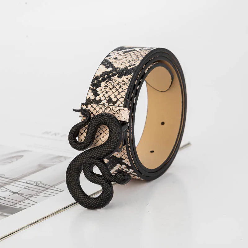 Street Punk Black Snake Buckle Belt for Men and Women Universal Korean - Jeetskee