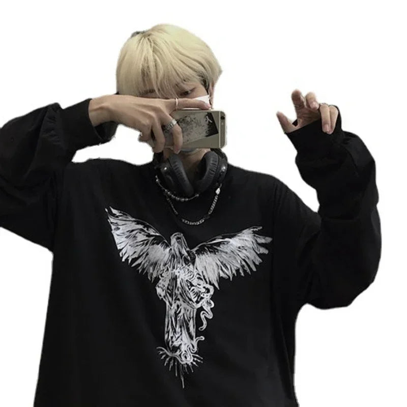 T Shirt for Men Men Long Sleeve T-shirt Unisex Print Hip-pop High - Jeetskee