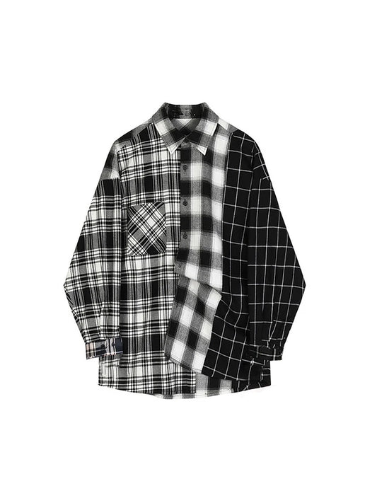 Women Autumn Winter Contrast Color Vintage Classic Plaid  Over-shirt - Jeetskee