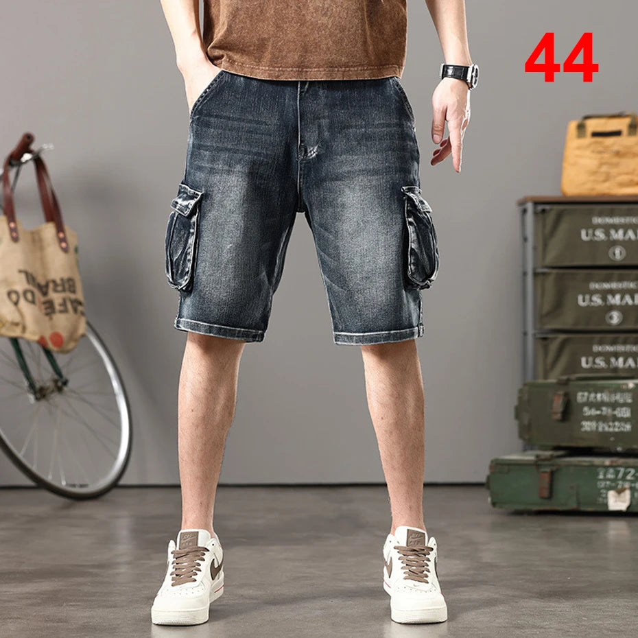 Plus Szie 44 Denim Shorts Men Summer Jeans Shorts Baggy Cargo Shorts - Jeetskee