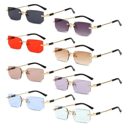 UV400 Rimless Rectangle Sunglasses Fashion Y2K Frameless Sun Glasses - Jeetskee