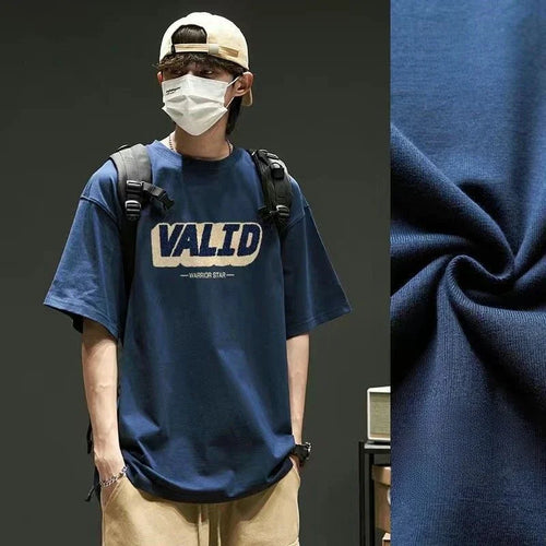 Tops Loose Male Tees Shirts Print Men's T-shirt Blue Baggy Graphic - Jeetskee