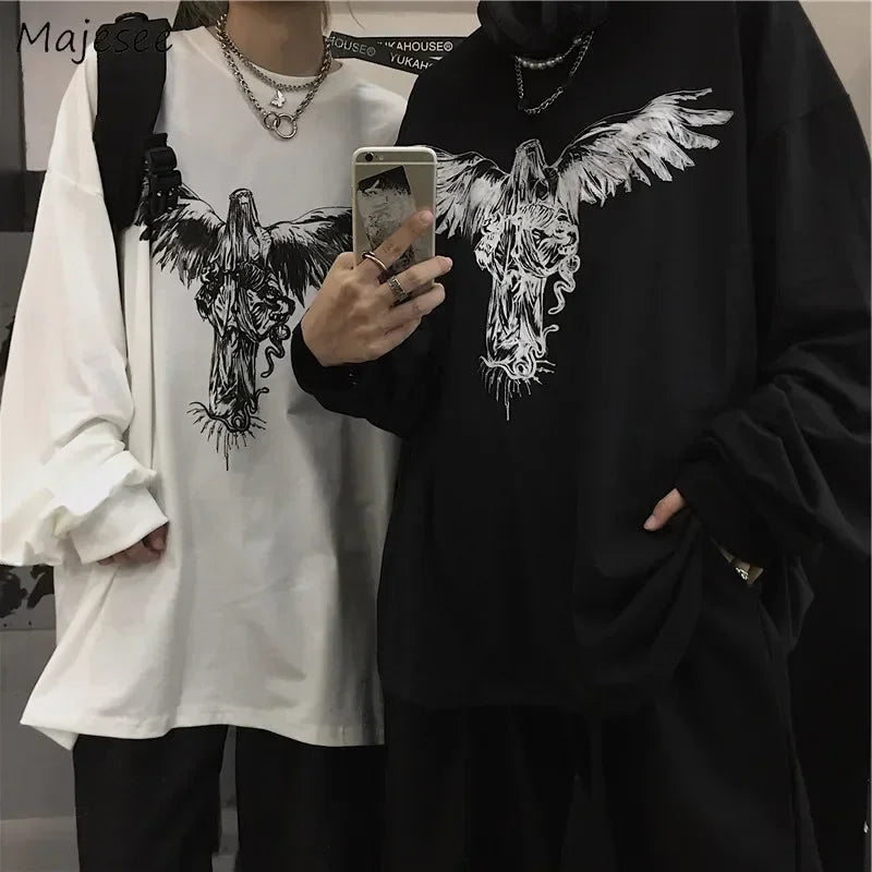 T Shirt for Men Men Long Sleeve T-shirt Unisex Print Hip-pop High - Jeetskee