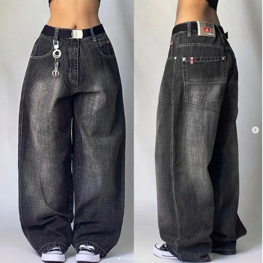 2024 New American Harajuku Retro Straight High Waist Y2K Street Style - Jeetskee