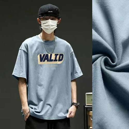 Tops Loose Male Tees Shirts Print Men's T-shirt Blue Baggy Graphic - Jeetskee