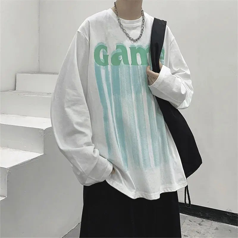 Tops Baggy T Shirts for Men White Male Clothes Printed It Winter High - Jeetskee