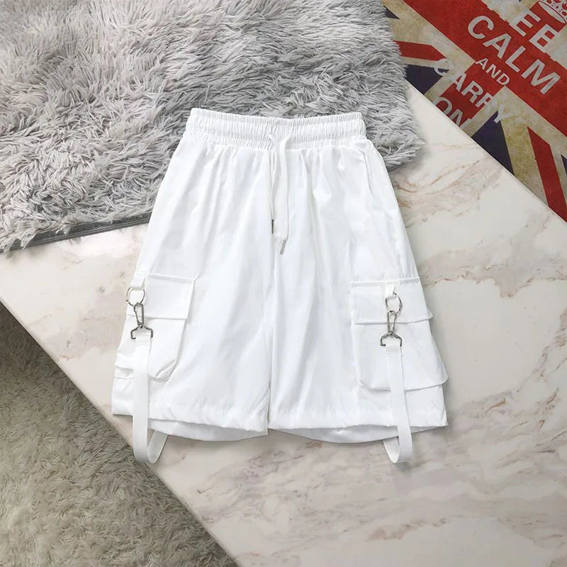 Lucyever Black White Summer Cargo Shorts Women Harajuku Streetwear - Jeetskee