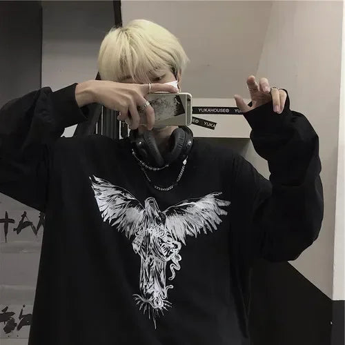 T Shirt for Men Men Long Sleeve T-shirt Unisex Print Hip-pop High - Jeetskee