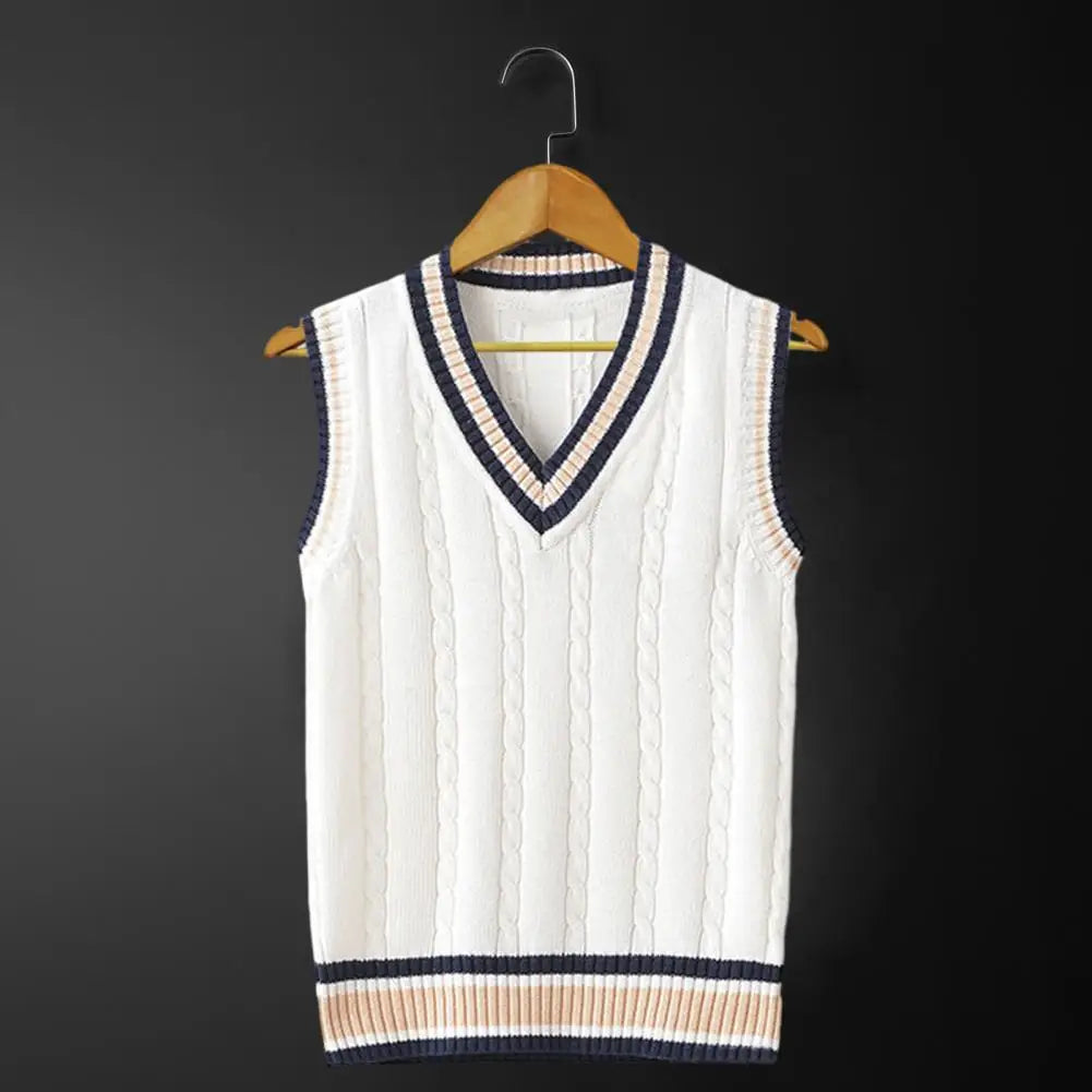 Sweater Vest Men Thicken V-neck Sleeveless Knitted Sweaters Vests - Jeetskee