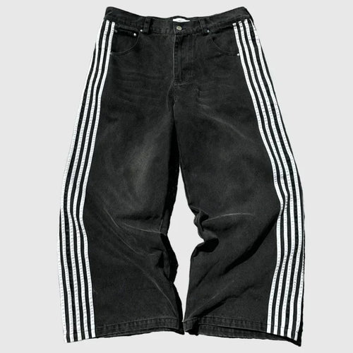 Y2K Baggy Jeans Harajuku vintage Striped Embroidered high quality - Jeetskee