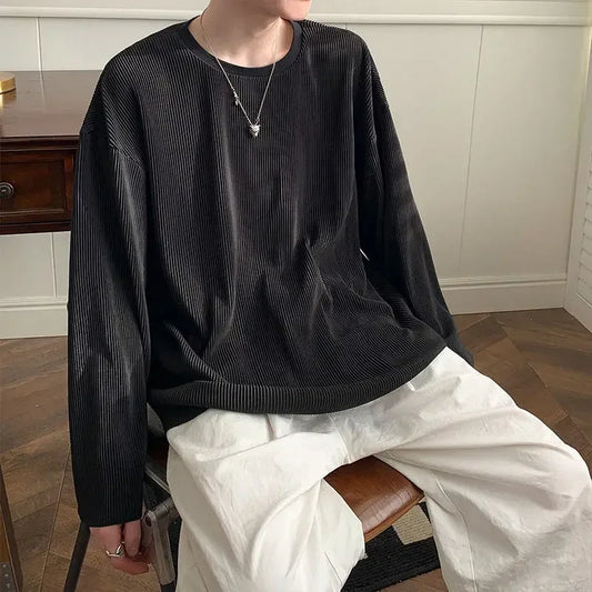 Men's Clothing Stripe Oversize Top Big Size T Shirt for Man Plain - Jeetskee